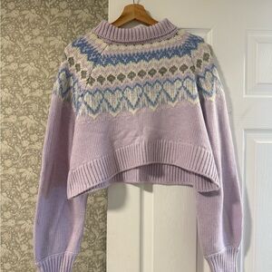 MAJORELLE Lilac Cropped Fair Isle Cowl Sweater